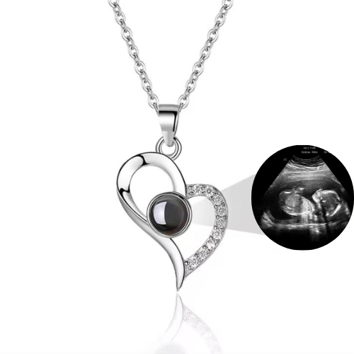 Collar Personalizado con Ecografía – Corazón con Brillantes