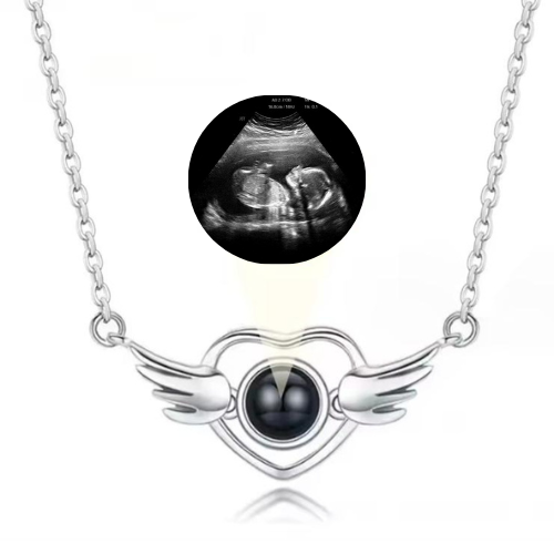 Collar Personalizado con Ecografía – Corazón con Alas